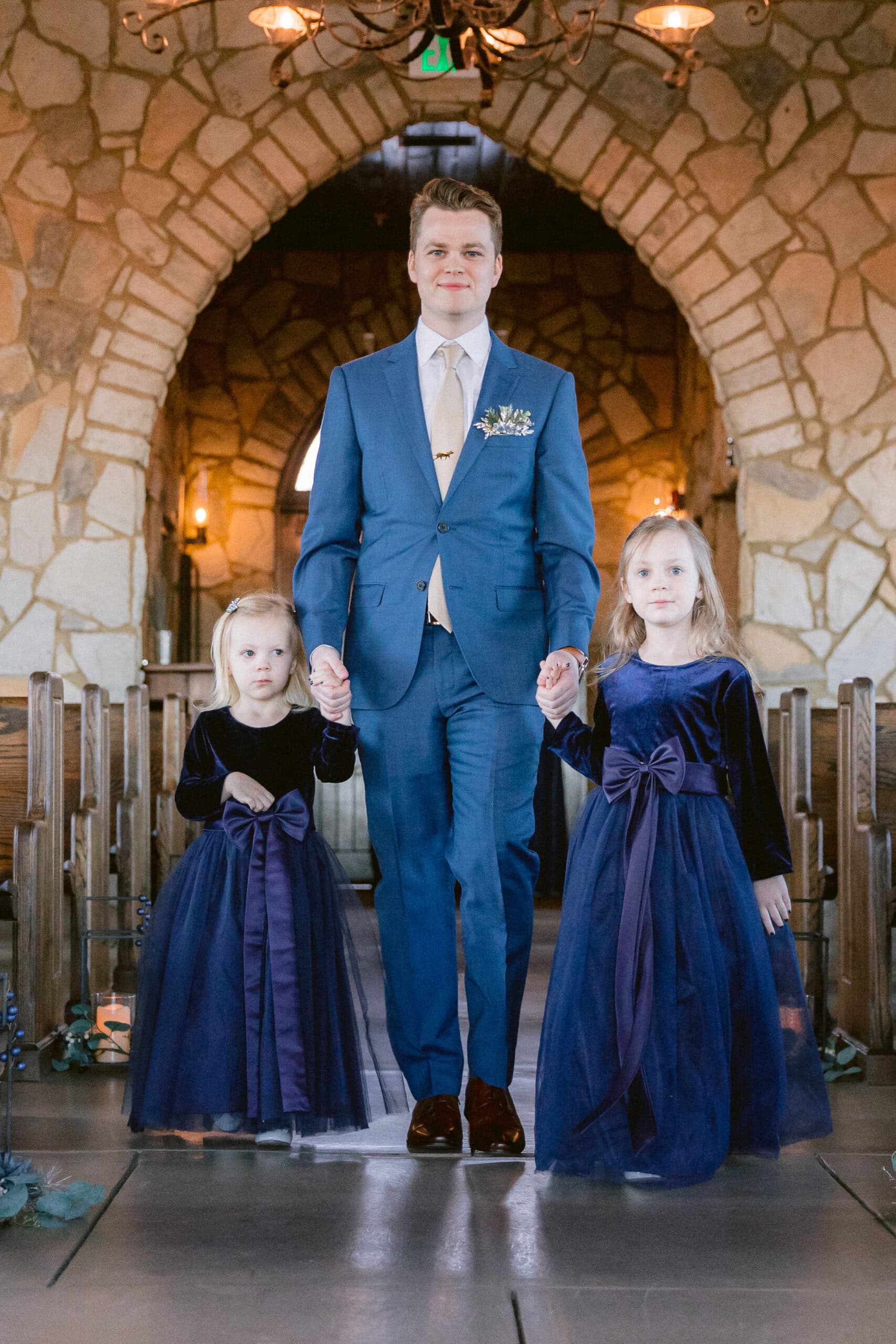 Wedding ceremony inside Cliffs at Glassy Chapel mountain views