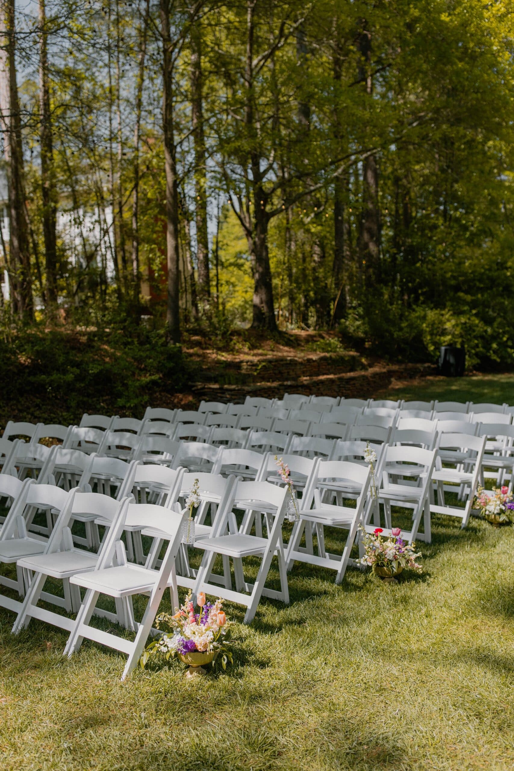 Poppies and Peonies - Outdoor wedding ceremony aisle on family property in South Carolina