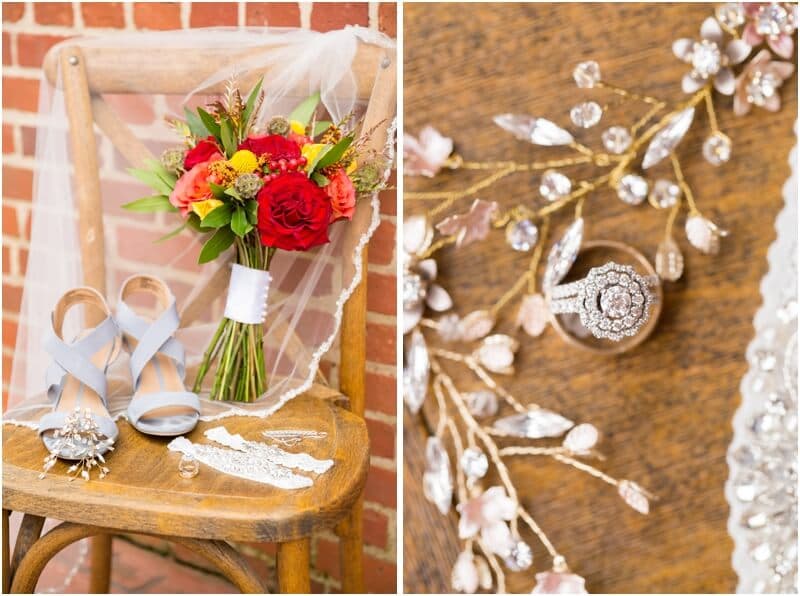 Bride and groom portraits at Millstone at Adams Pond woodland setting