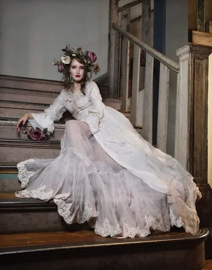 Bride on grand staircase at 701 Whaley Columbia SC