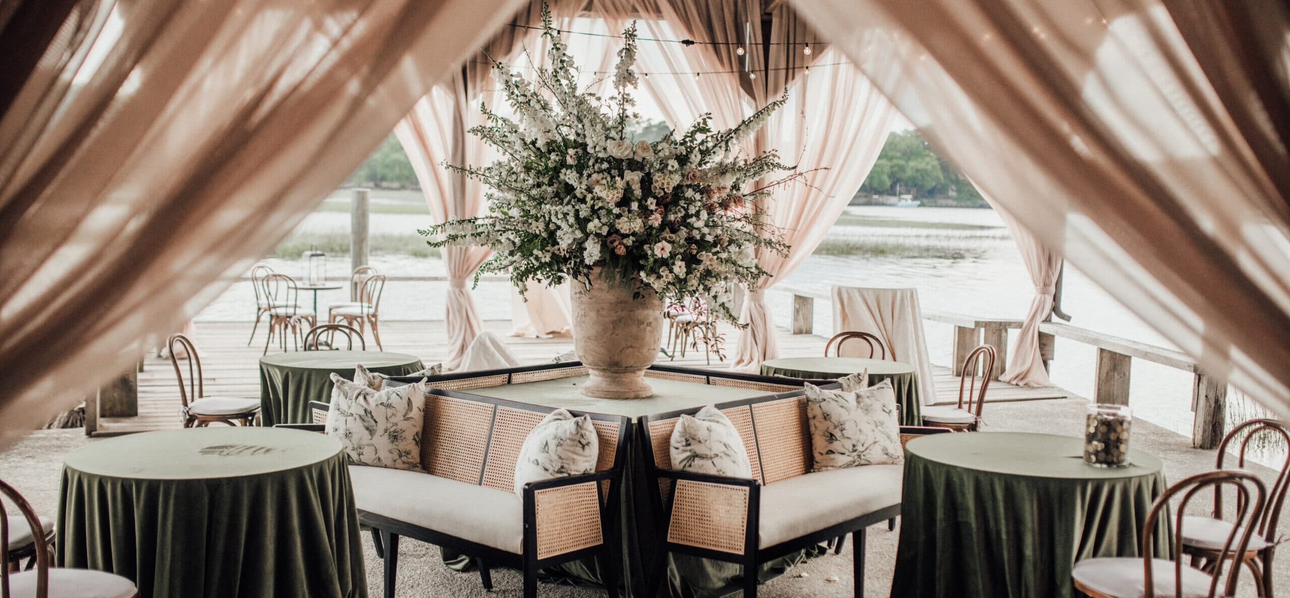 Wedding reception at Boone Hall Plantation tidal marsh
