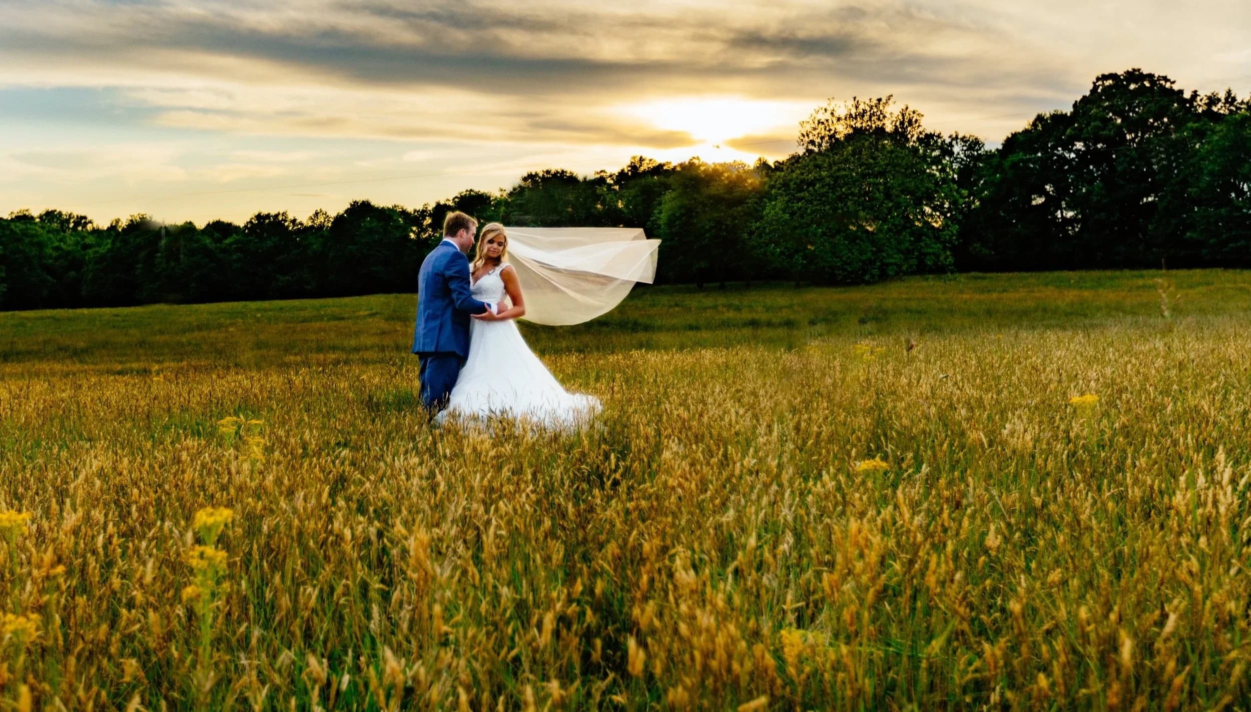 Wedding ceremony on 99 acre estate at Barn at Sitton Hill Farm